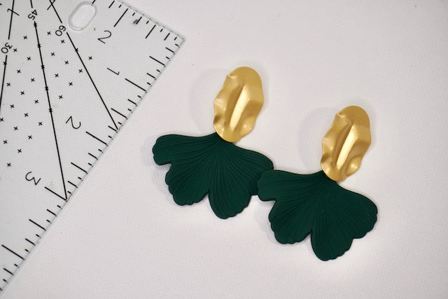 Ginkgo Leaf Acrylic Earrings in Green