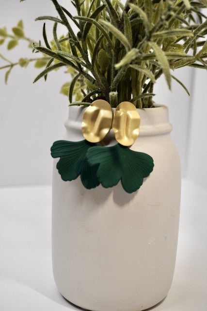 Ginkgo Leaf Acrylic Earrings in Green