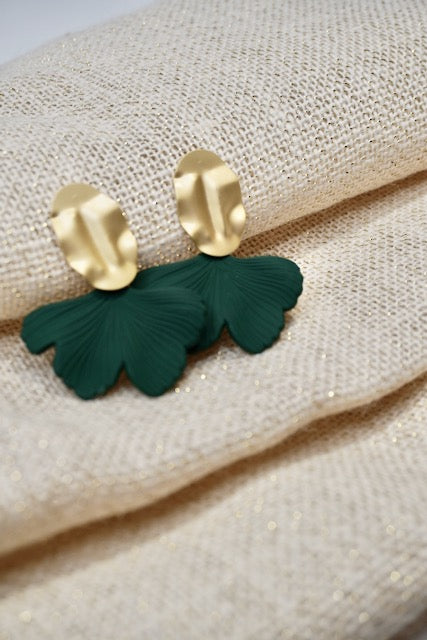Ginkgo Leaf Acrylic Earrings in Green