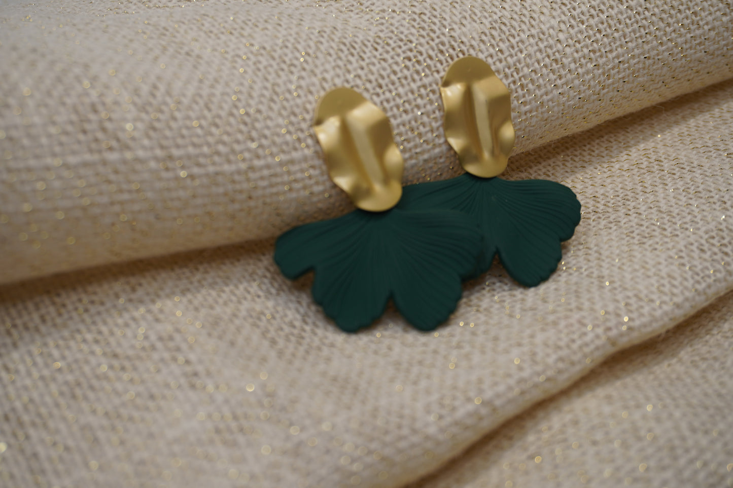 Ginkgo Leaf Acrylic Earrings in Green