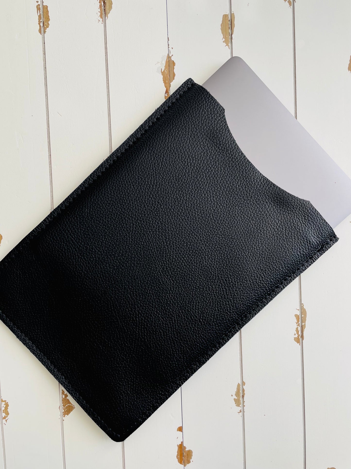 Pebbled leather 13 inch Laptop sleeve -Black