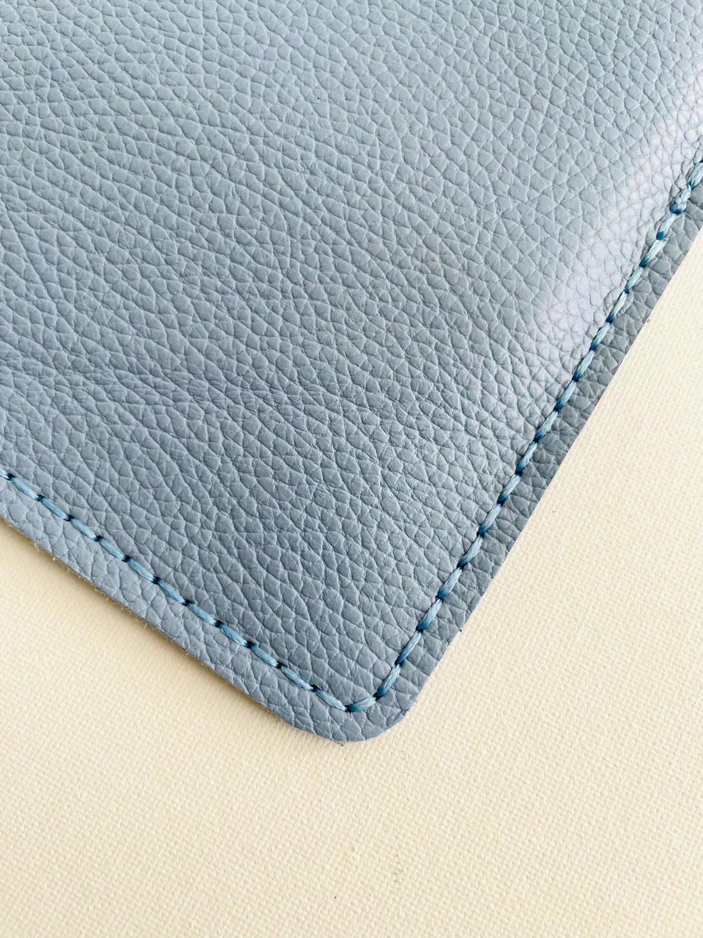 Pebbled leather 13 inch Laptop sleeve -Light Blue