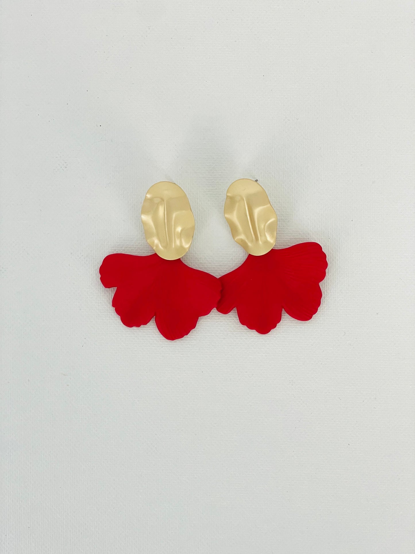 Ginkgo Leaf Acrylic Earrings in Red