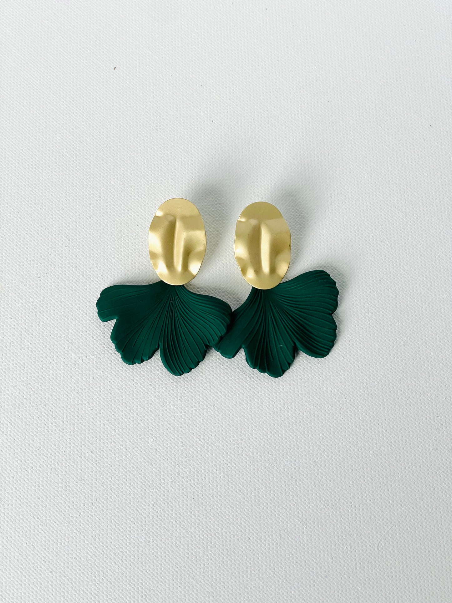 Ginkgo Leaf Acrylic Earrings in Green