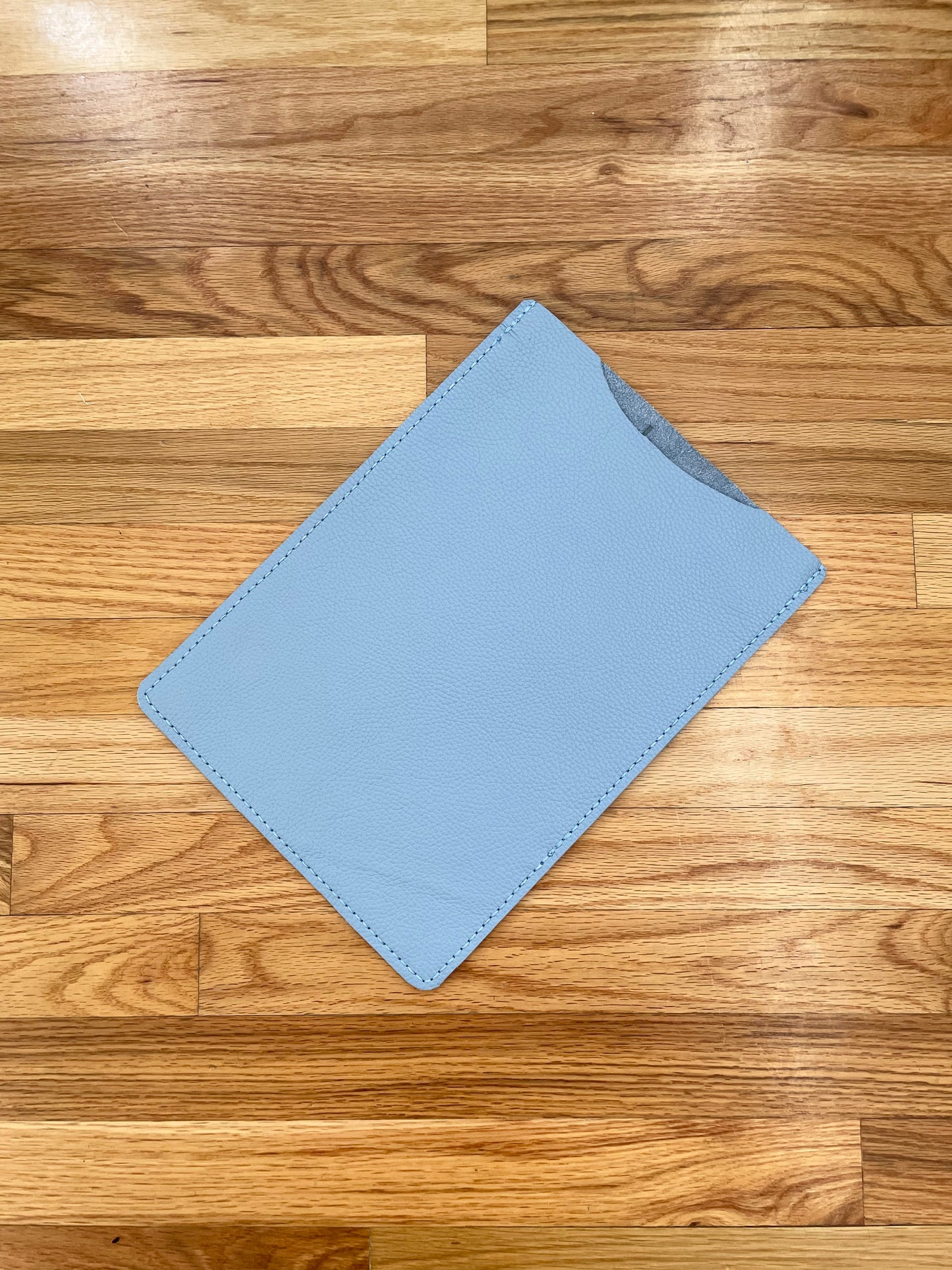 Pebbled leather 13 inch Laptop sleeve -Light Blue