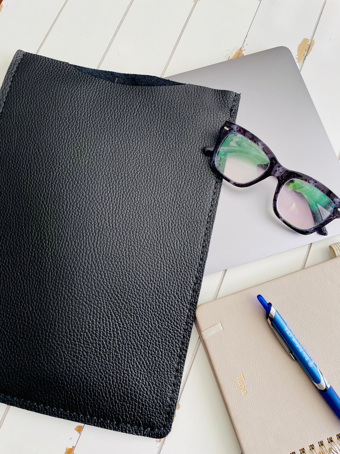 Pebbled leather 13 inch Laptop sleeve -Black