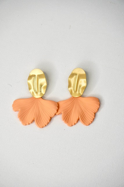 Ginkgo Leaf Acrylic Earrings in Peach